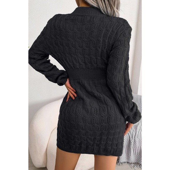 Cable-Knit Long Sleeve Mini Sweater Dress - Picture 6 of 9